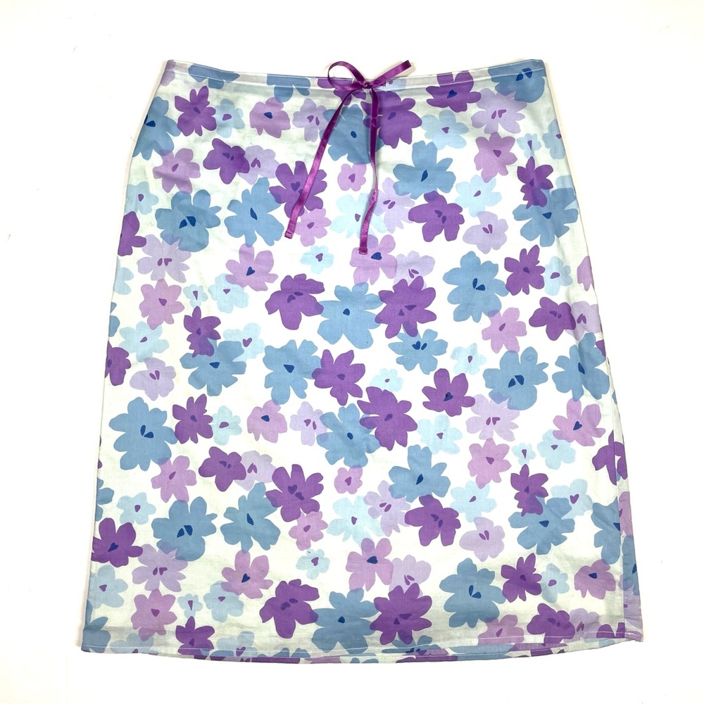 Vintage 90s/Y2K Ann Taylor Spring Floral Cotton A-Line Knee Skirt Size 6